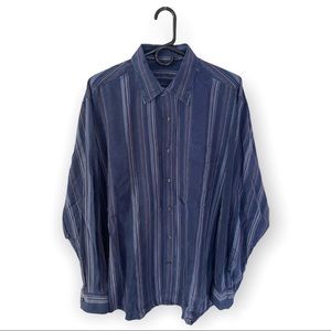 Tommy Bahama Vintage Button Down Long Sleeve Shirt Men's Striped Blue Large